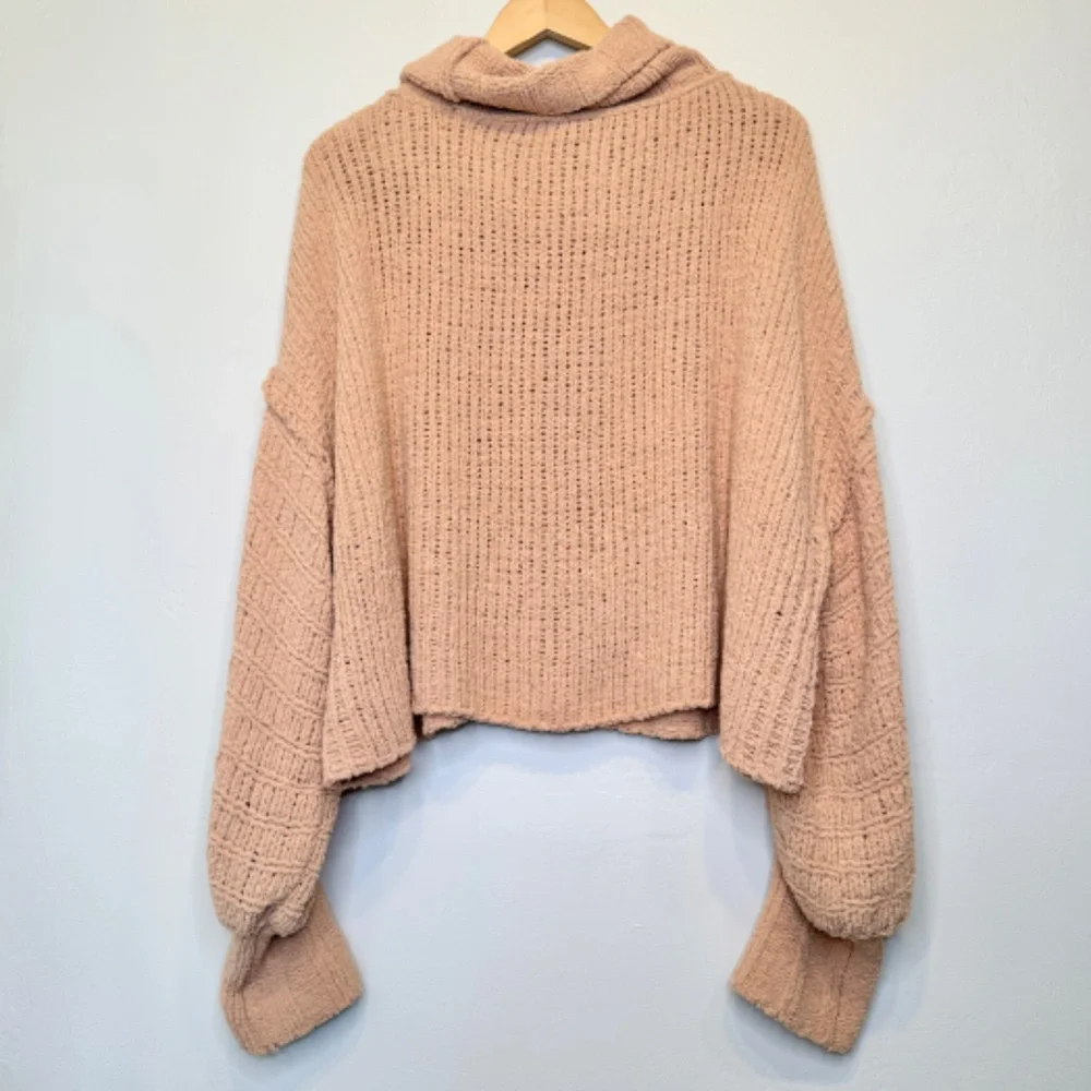 FP | Be Yours Chunky Open Knit Cowl Neck Long Dolman Sleeve Slouchy Sweater - Picture 6 of 14